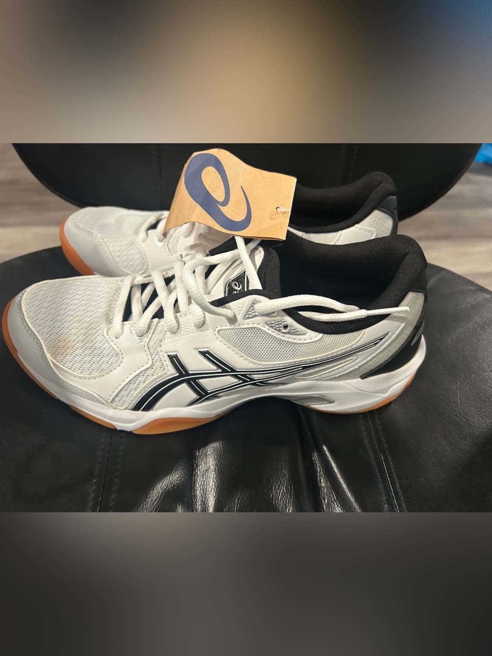 ASICS Women's White Athletic Sneakers with Black Accents and Gum Sole